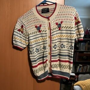 Vintage Kitty Hawk knitted button down short sleeve size L